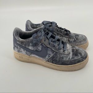 Nike Air Force One AF 1 Dark Sky Blue Velvet 849345-401 Size 4Y Womens Size5.5-6